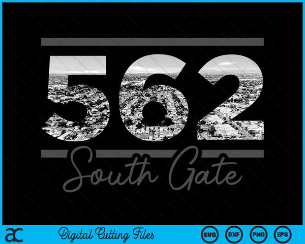 South Gate 562 Netnummer Skyline Californië Vintage SVG PNG digitale snijbestanden