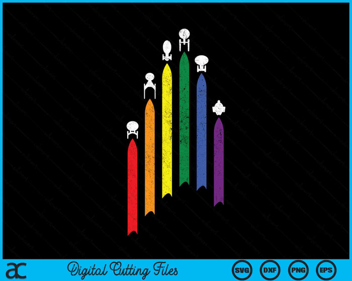 Spaceship LGBT Flag Gay Pride Month Transgender Rainbow SVG PNG Digital Cutting Files