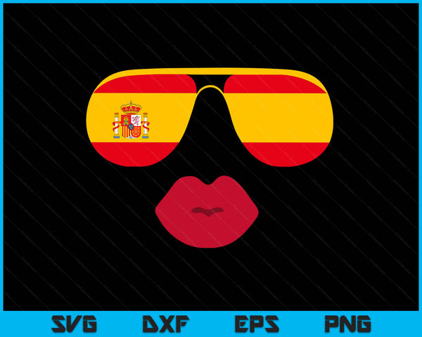 Spain flag in glasses Spanish flag españa flags SVG cut file
