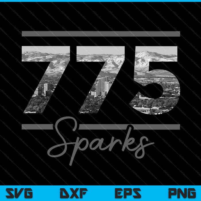 Sparks 775 Código de área Skyline Nevada Vintage SVG PNG Cortar archivos imprimibles
