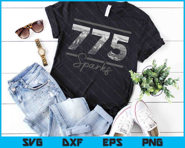 Sparks 775 Area Code Skyline Nevada Vintage SVG PNG Cutting Printable Files - on a t-shirt