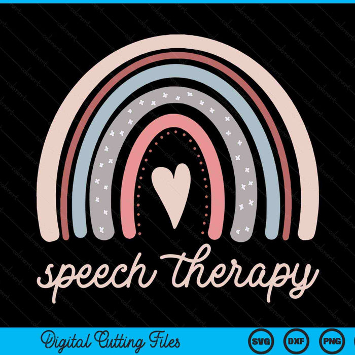 Speech therapy speech language pathologist SLP boho rainbow SVG PNG cut file for Cricut