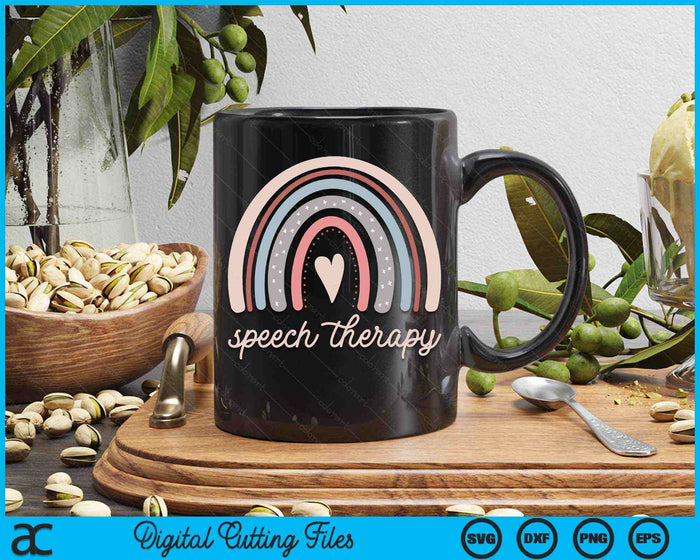 Speech Therapy Speech Language Pathologist SLP Boho Rainbow SVG PNG Digital Cutting Files