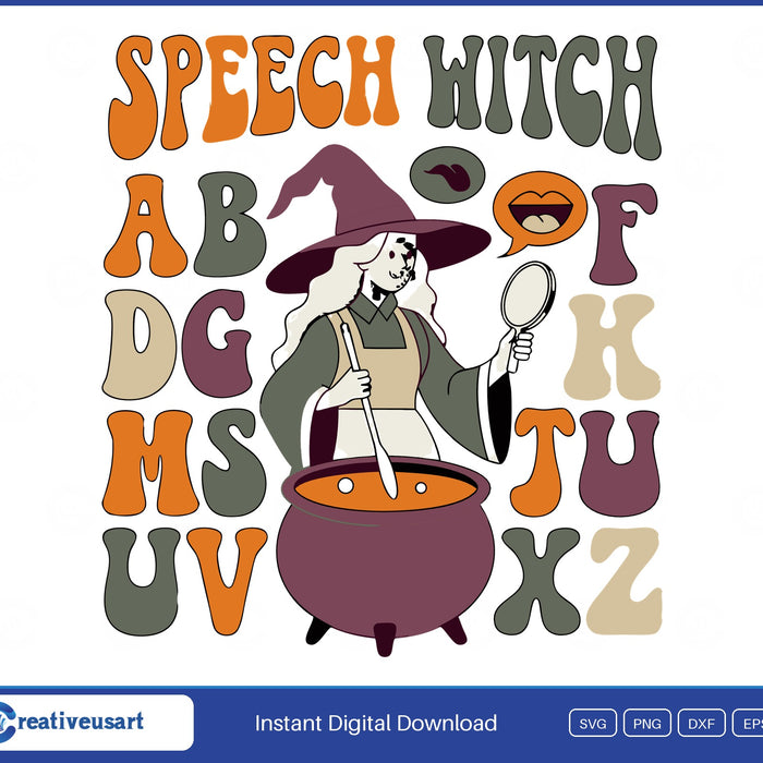 Speech Witch SLP Halloween Speech Therapist SVG - Speech Witch SLP Halloween design