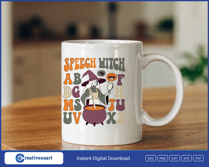 Speech Witch SLP Halloween SVG design on a mug