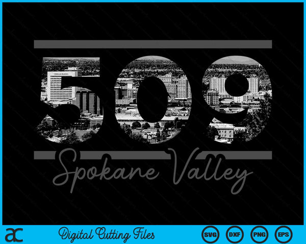 Spokane Valley 509 Area Code Skyline Washington Vintage SVG PNG Digital Cutting Files