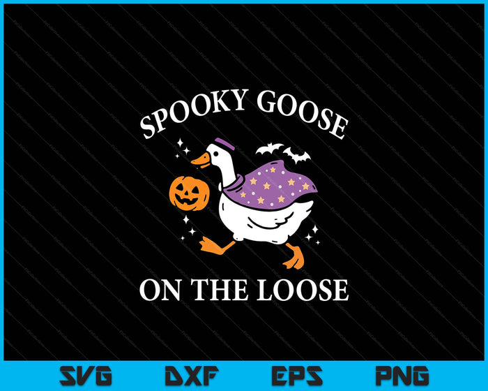 Spooky Goose On The Loose Funny Witch Pumpkin Halloween SVG PNG Digital Printable Files