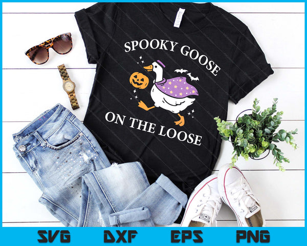 Spooky Goose On The Loose Funny Witch Pumpkin Halloween SVG PNG Digital Printable Files