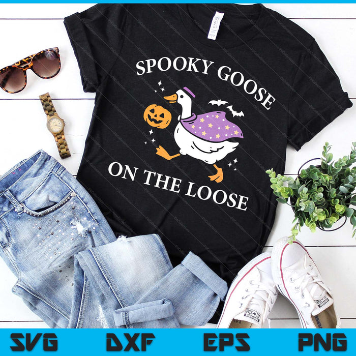 Spooky Goose On The Loose Funny Witch Pumpkin Halloween SVG PNG Digital Printable Files