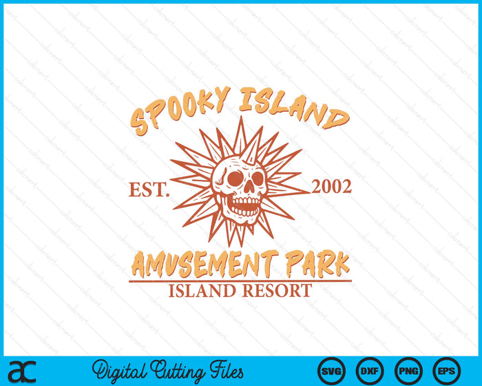 Spooky Island Retro Halloween Skull 90s Halloween Sammerween SVG PNG Digital Printable Files