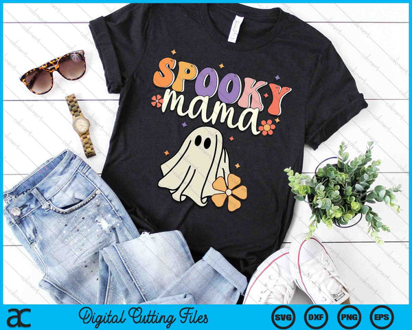 Spooky Mama Halloween Groovy Vintage Funny Ghost Halloween SVG PNG Digital Cutting Files