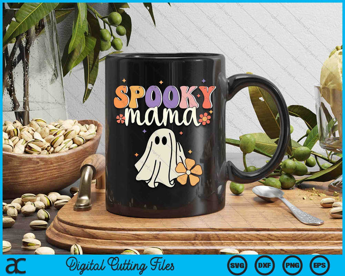 Spooky Mama Halloween Groovy Vintage Funny Ghost Halloween SVG PNG Digital Cutting Files