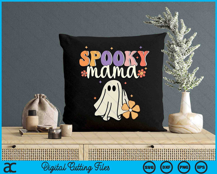 Spooky Mama Halloween Groovy Vintage Funny Ghost Halloween SVG PNG Digital Cutting Files