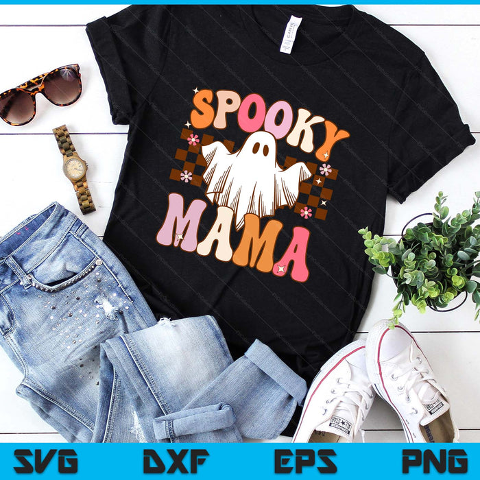 Spooky Mama Halloween Mom Ghost Costume Retro Groovy SVG PNG Digital Printable Files