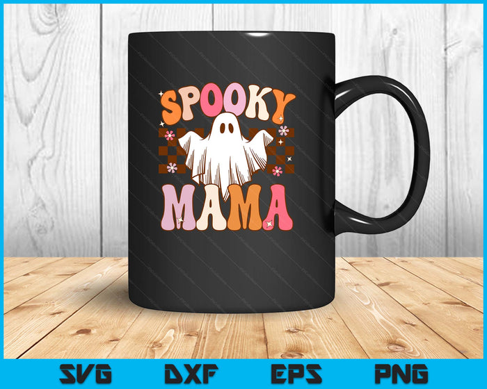 Spooky Mama Halloween Mom Ghost Costume Retro Groovy SVG PNG Digital Printable Files