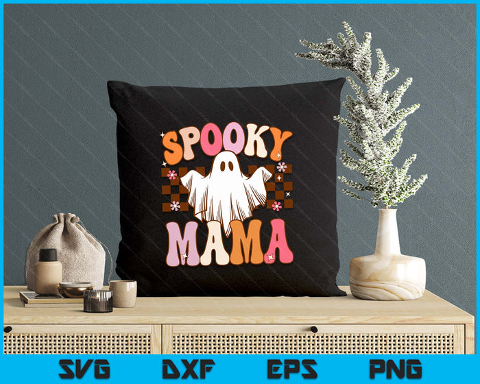 Spooky Mama Halloween Mom Ghost Costume Retro Groovy SVG PNG Digital Printable Files