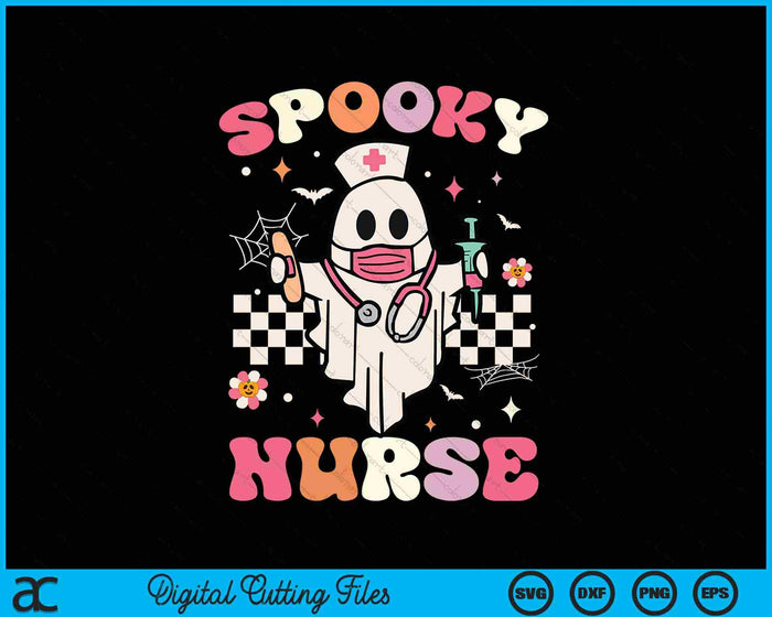 Spooky Nurse Ghost Halloween Cute Groovy Nursing Halloween SVG PNG Digital Printable Files