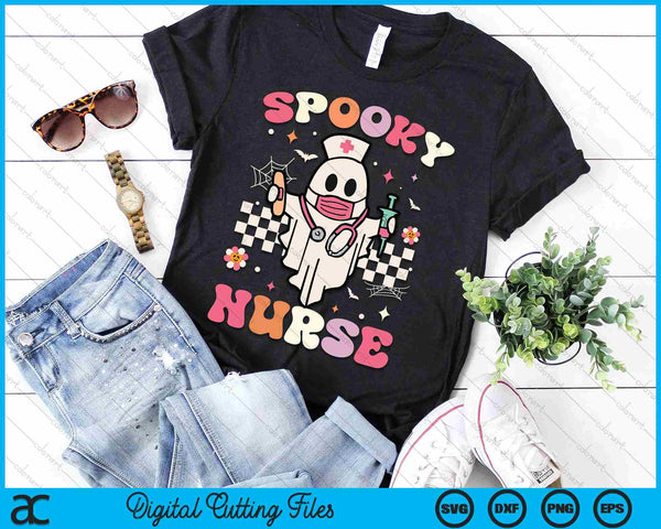 Spooky Nurse Ghost Halloween Cute Groovy Nursing Halloween SVG PNG Digital Printable Files