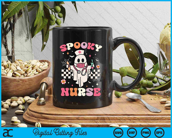 Spooky Nurse Ghost Halloween Cute Groovy Nursing Halloween SVG PNG Digital Printable Files