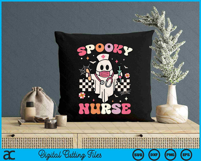 Spooky Nurse Ghost Halloween Cute Groovy Nursing Halloween SVG PNG Digital Printable Files