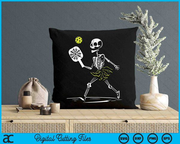 Spooky Pickleball Halloween Skeleton Women SVG PNG Digital Cutting Files