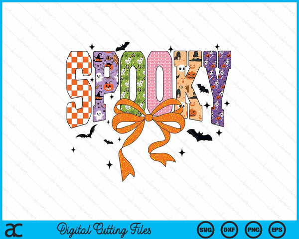 Spooky Season Coquette Bow Preppy Halloween Trick Or Treat SVG PNG Digital Printable Files