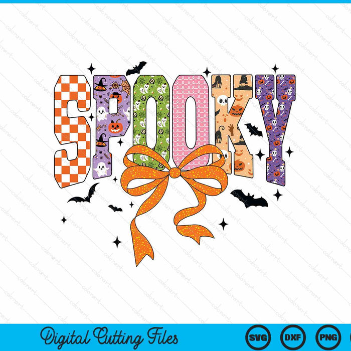 Spooky Season Coquette Bow Preppy Halloween Trick Or Treat SVG PNG Digital Printable Files