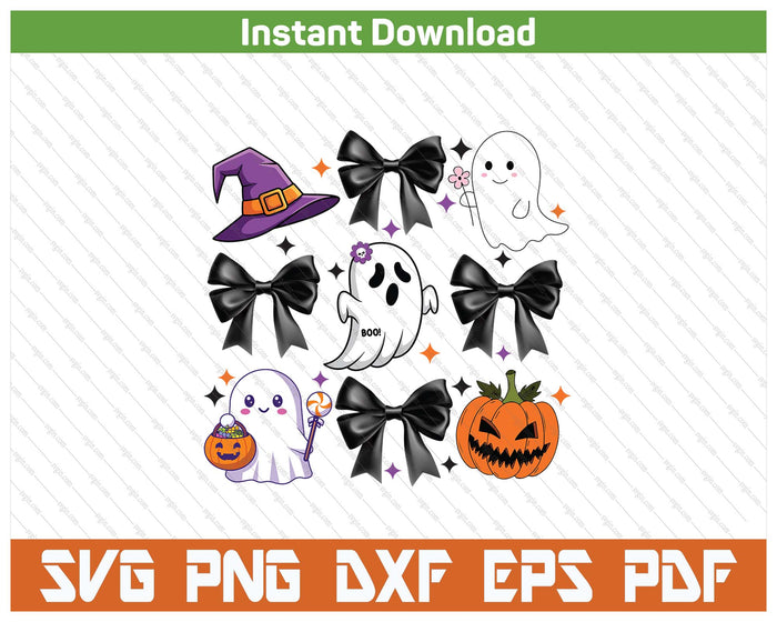 Spooky Season Cute Boo Ghost Coquette Halloween SVG PNG Cutting Files