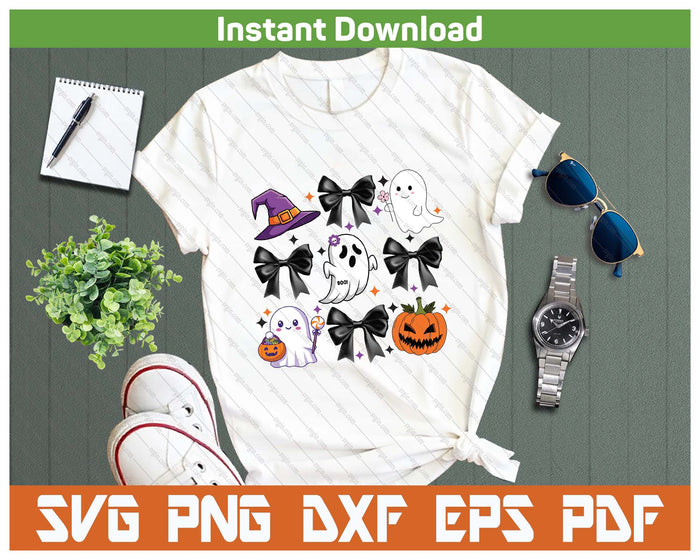 Spooky Season Cute Boo Ghost Coquette Halloween SVG PNG Cutting Files
