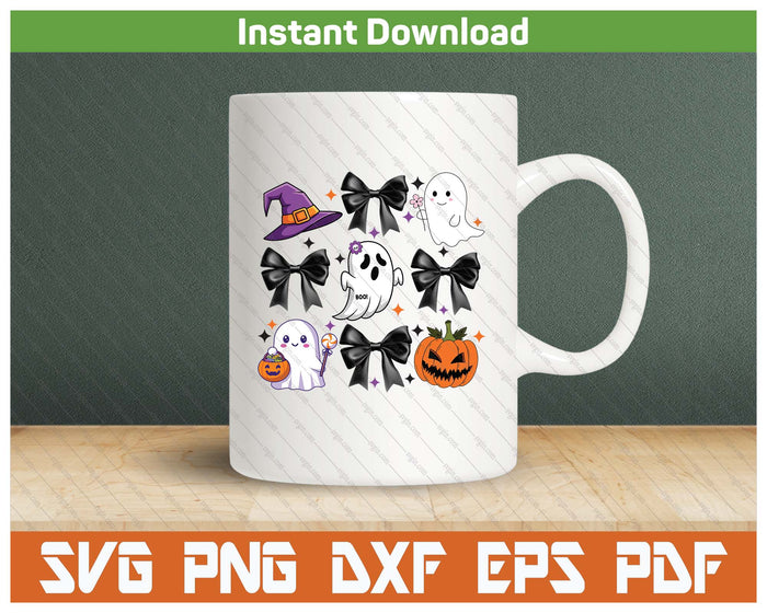 Spooky Season Cute Boo Ghost Coquette Halloween SVG PNG Cutting Files