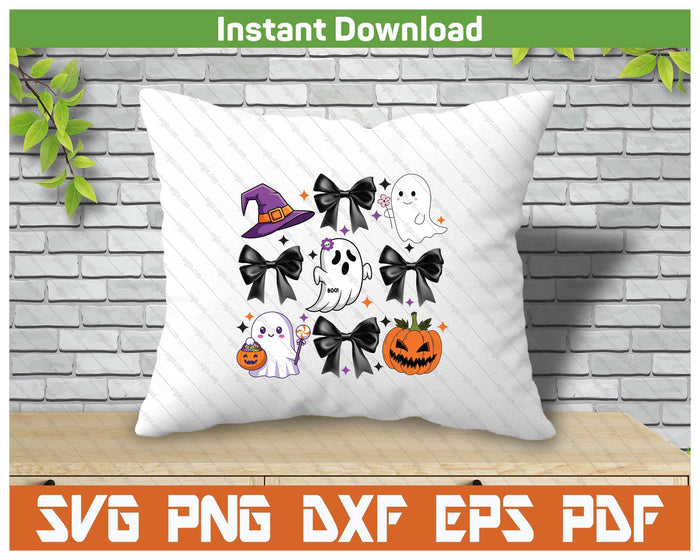 Spooky Season Cute Boo Ghost Coquette Halloween SVG PNG Cutting Files