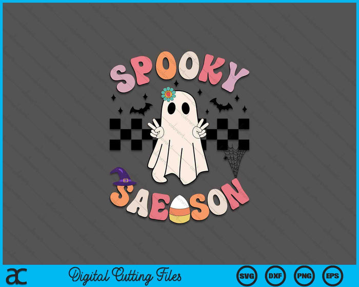 Spooky Season Retro Happy Halloween Ghost Women Toddler Girl SVG PNG Digital Cutting Files