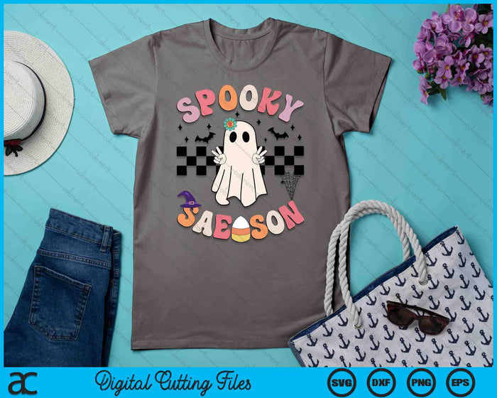 Spooky Season Retro Happy Halloween Ghost Women Toddler Girl SVG PNG Digital Cutting Files