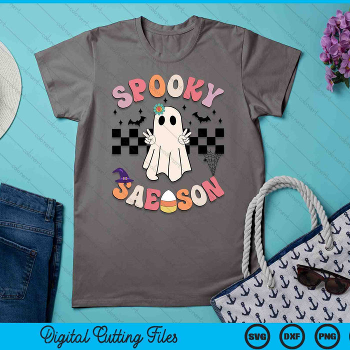 Spooky Season Retro Happy Halloween Ghost Women Toddler Girl SVG PNG Digital Cutting Files