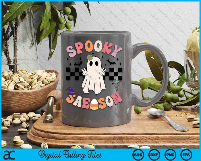 Spooky Season Retro Happy Halloween Ghost Women Toddler Girl SVG PNG Digital Cutting Files