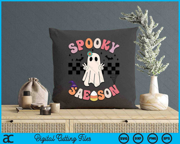 Spooky Season Retro Happy Halloween Ghost Women Toddler Girl SVG PNG Digital Cutting Files