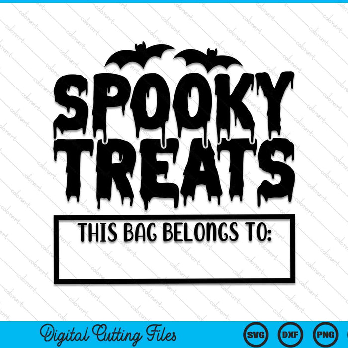 Spooky Treats Halloween Trick Or Treating Candy Collecting Bag SVG PNG Digital Cutting Files