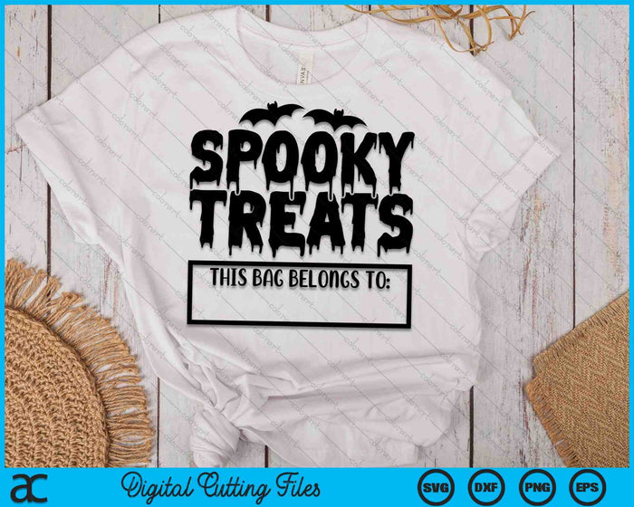 Spooky Treats Halloween Trick Or Treating Candy Collecting Bag SVG PNG Digital Cutting Files