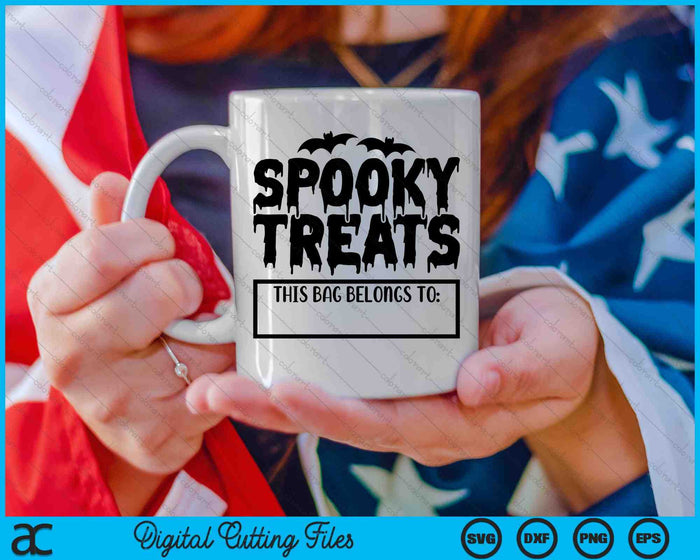 Spooky Treats Halloween Trick Or Treating Candy Collecting Bag SVG PNG Digital Cutting Files