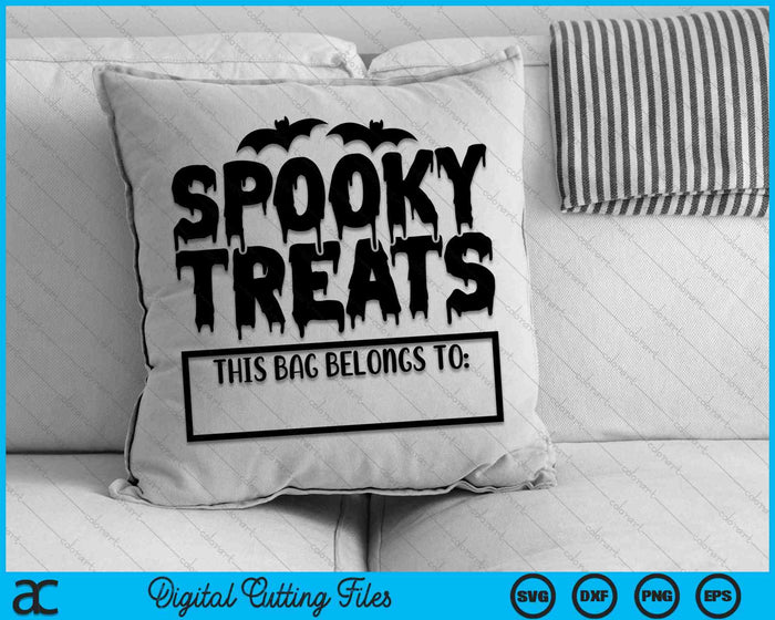 Spooky Treats Truco de Halloween o Tratar Bolsa de recolección de dulces SVG PNG Archivos de corte digital