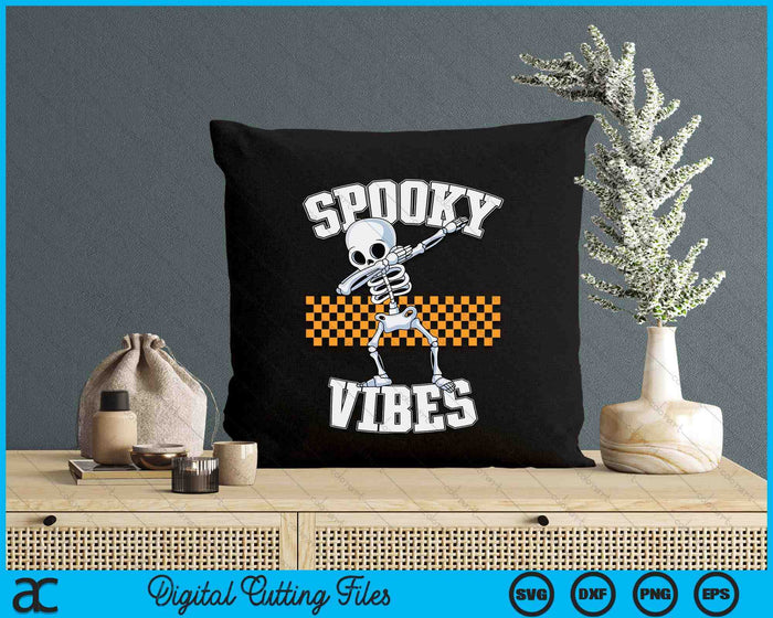 Spooky Vibes Dabbing Skeleton Monster Kids Boys Halloween SVG PNG Digital Cutting File