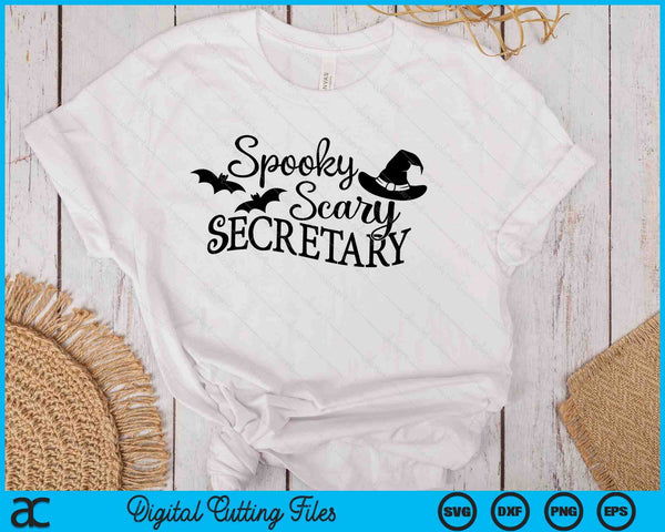 Spooky Scary Secretary Funny Halloween SVG PNG Digital Cutting Files - on a t-shirt