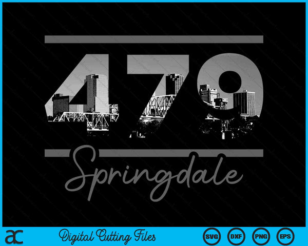 Springdale 479 Area Code Skyline Arkansas Vintage SVG PNG Digital Cutting Files