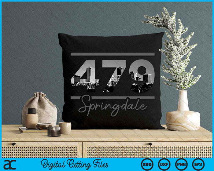 Springdale 479 Area Code Skyline Arkansas Vintage SVG PNG Digital Cutting Files