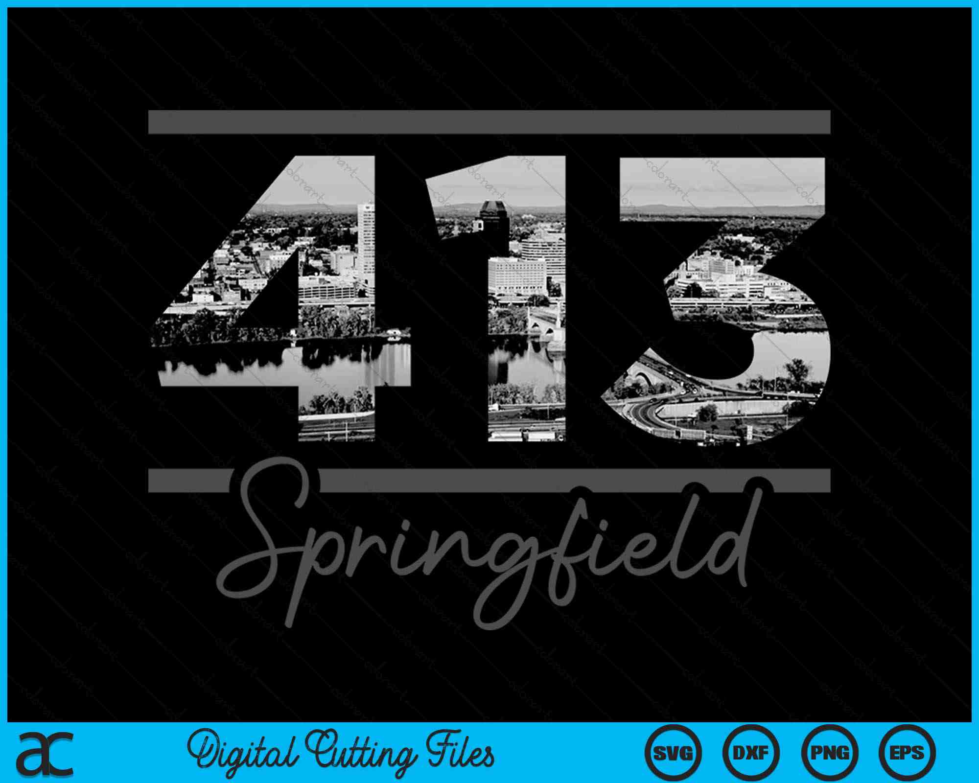 413 Springfield 413 Area Code Skyline Massachusetts Vintage SVG PNG Files ...