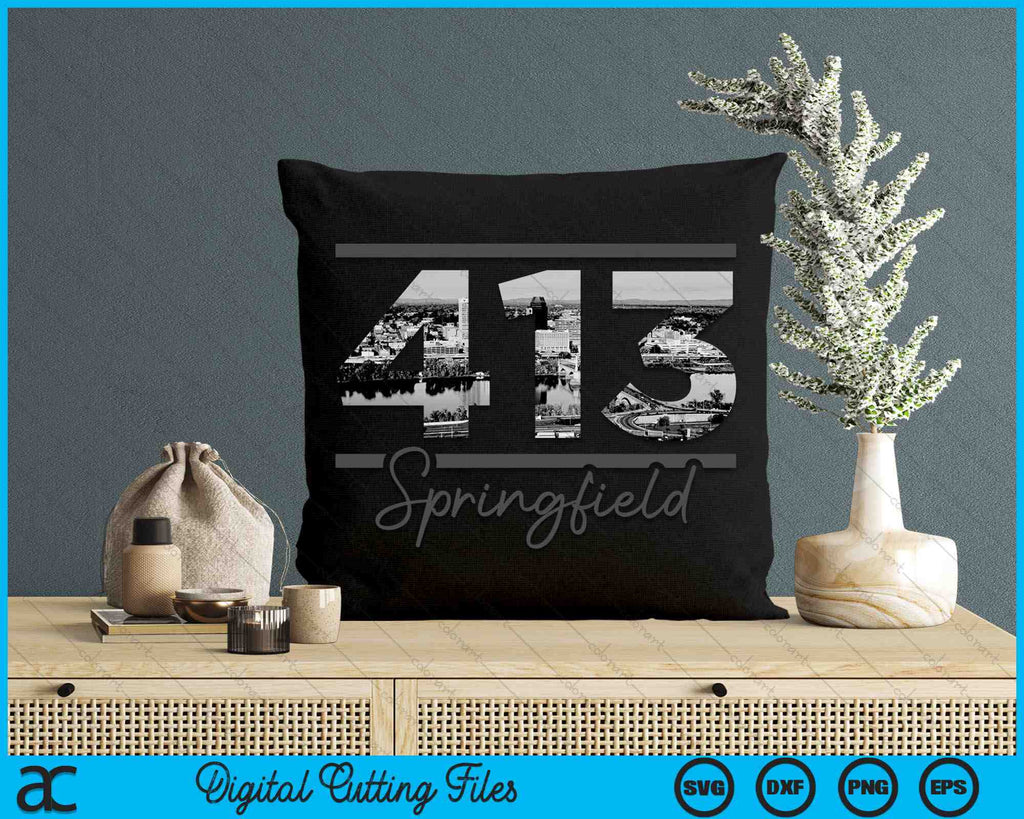 413 Springfield 413 Area Code Skyline Massachusetts Vintage SVG PNG Files ...