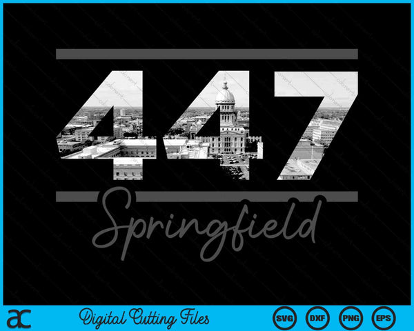 Springfield 447 Area Code Skyline Illinois Vintage SVG PNG Digital Cutting Files