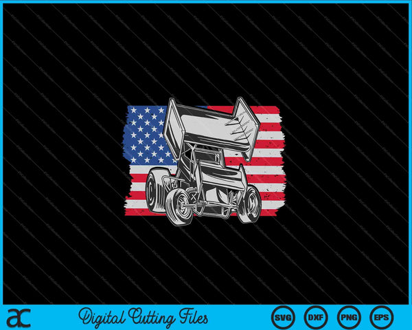 Sprint Car Racing USA Flag SVG PNG Cutting Printable Files