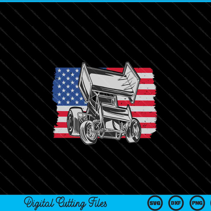 Sprint Car Racing USA Flag SVG PNG Cutting Printable Files