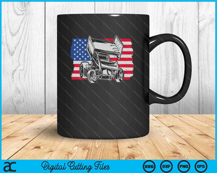 Sprint Car Racing USA Flag SVG PNG Cutting Printable Files